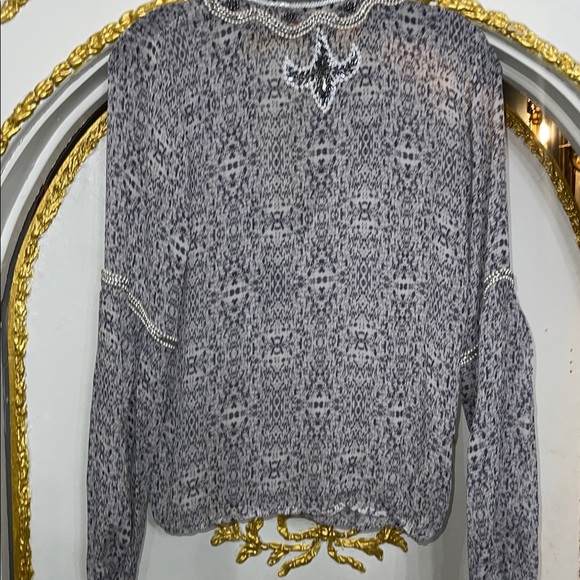 TAJ by Sabrina Crippa 100% Silk Embroidered Beaded Resort Wear Blouse | Size S - Picture 8 of 8